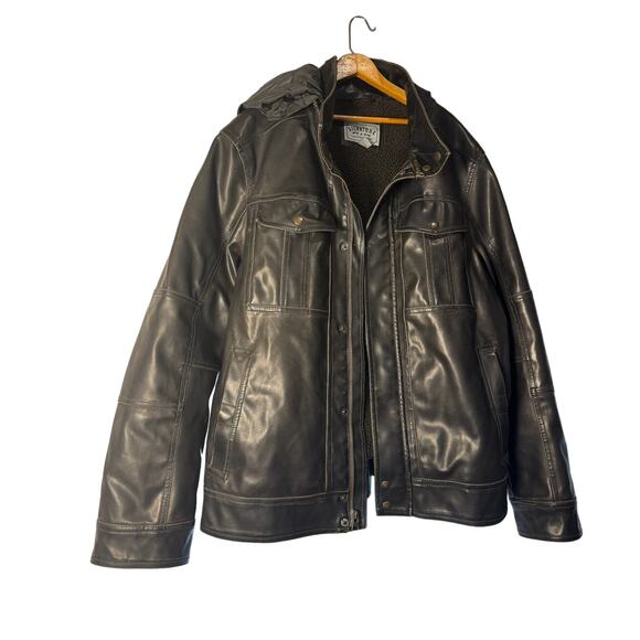 Vintage Levi Strauss Signature Faux Leather Moto Jacket Sherpa XL‎ - Picture 1 of 16